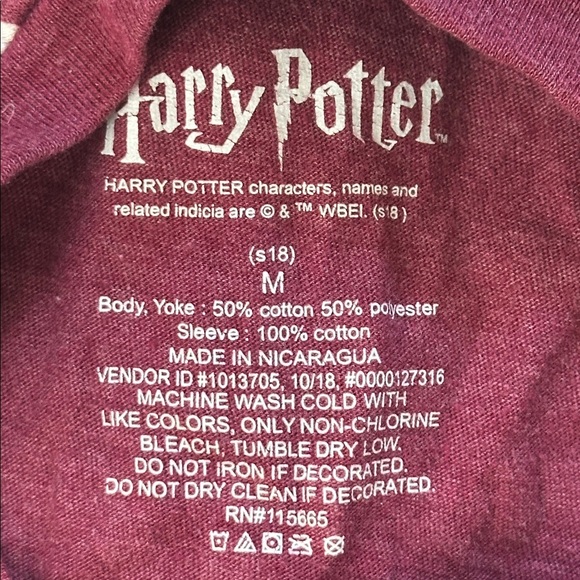 Harry Potter Gryffindor Shirt Youth Red White Raglan Seeker 07 Long Sleeve - Picture 3 of 7